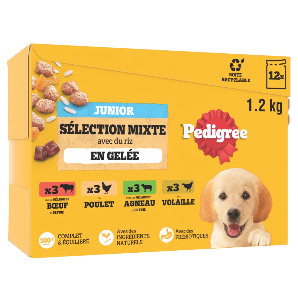 Pedigree® Sachets Fraîcheur Junior En Gelée 12 x 100g