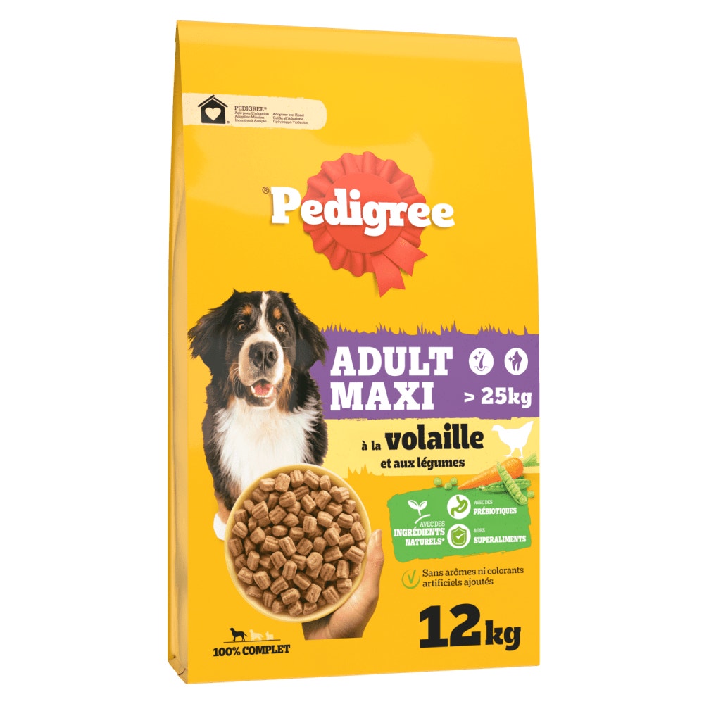 PEDIGREE® Croquettes Adulte MAXI au Poulet et aux Légumes 12kg