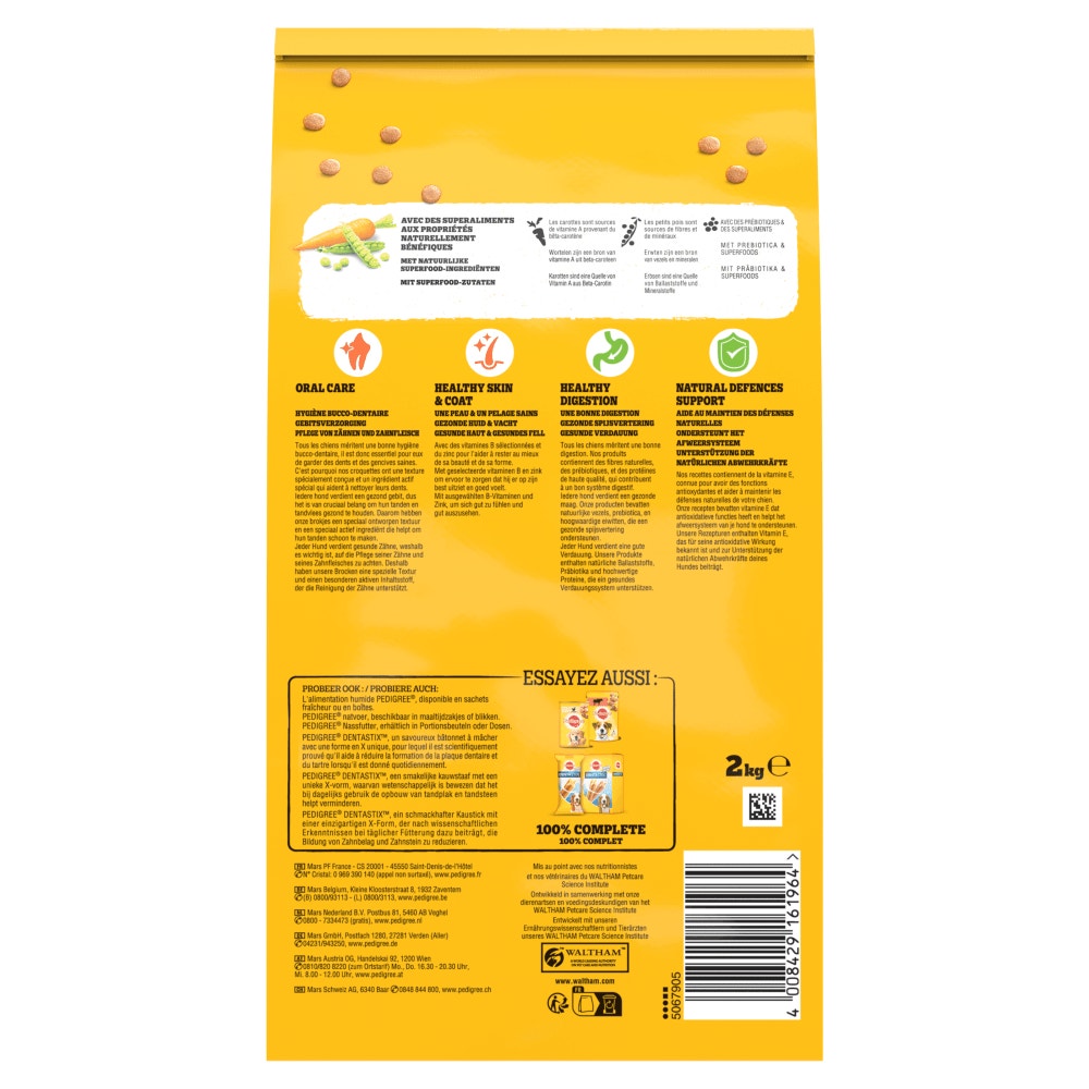 Pedigree® Croquettes Au Bœuf et Aux Légumes Pour Petit Chien Adulte jusqu'à 10kg, 2kg