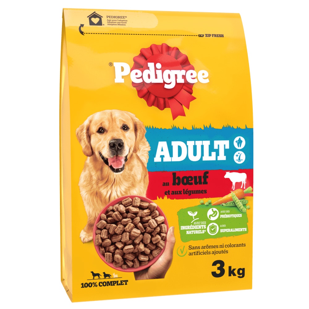 Pedigree® Croquettes Au Bœuf et Aux Légumes Pour Chien Adulte 3kg, 7kg, 12kg