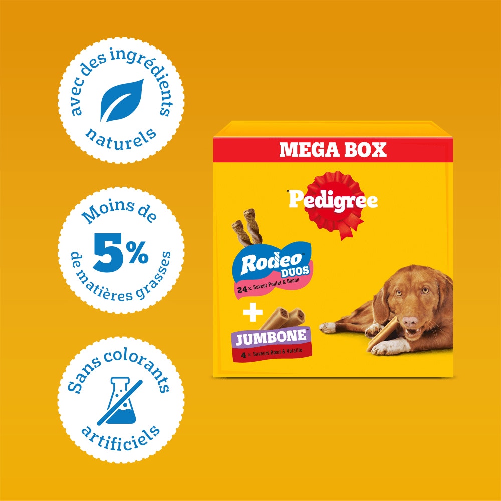 Pedigree® Mega Box Mix Récompenses RODEO™ DUOS Et JUMBONE™ Pour Chien 780g