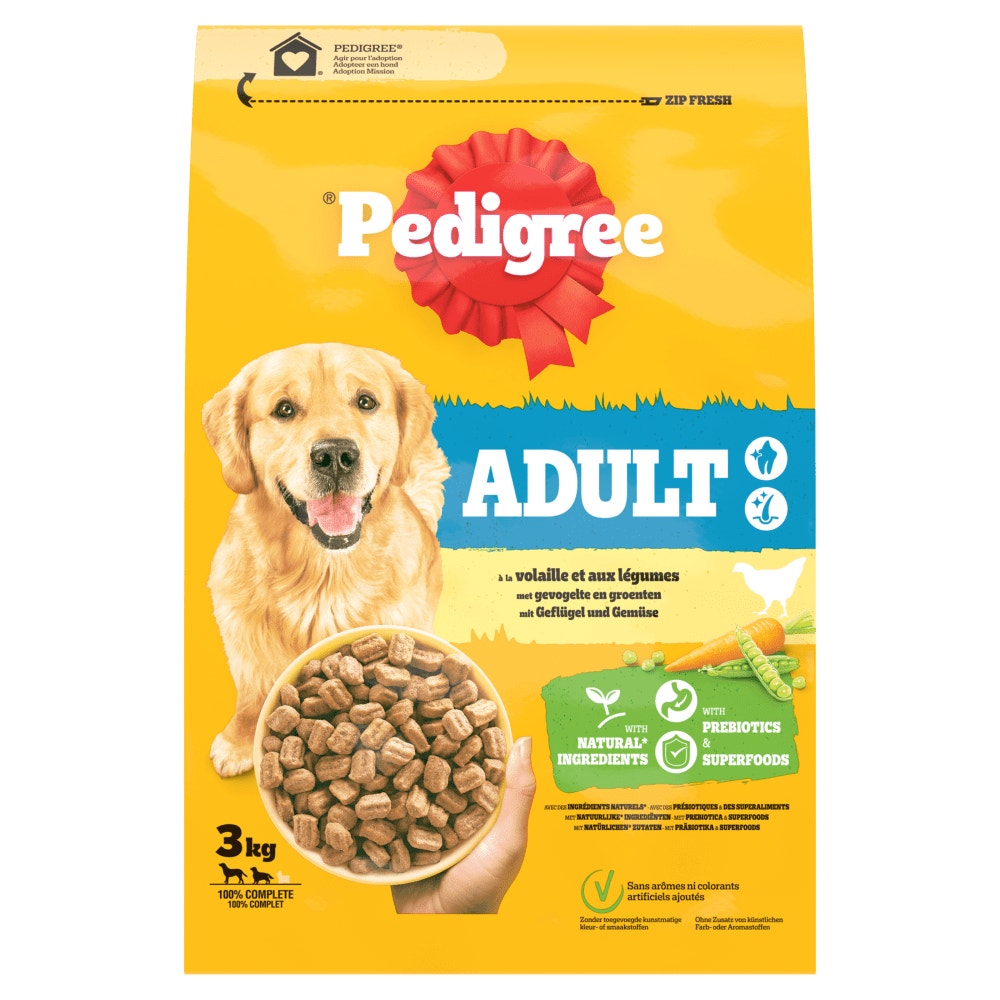 Pedigree® Croquettes À la Volaille et Aux Légumes Pour Chien Adulte 3kg, 7kg, 12kg