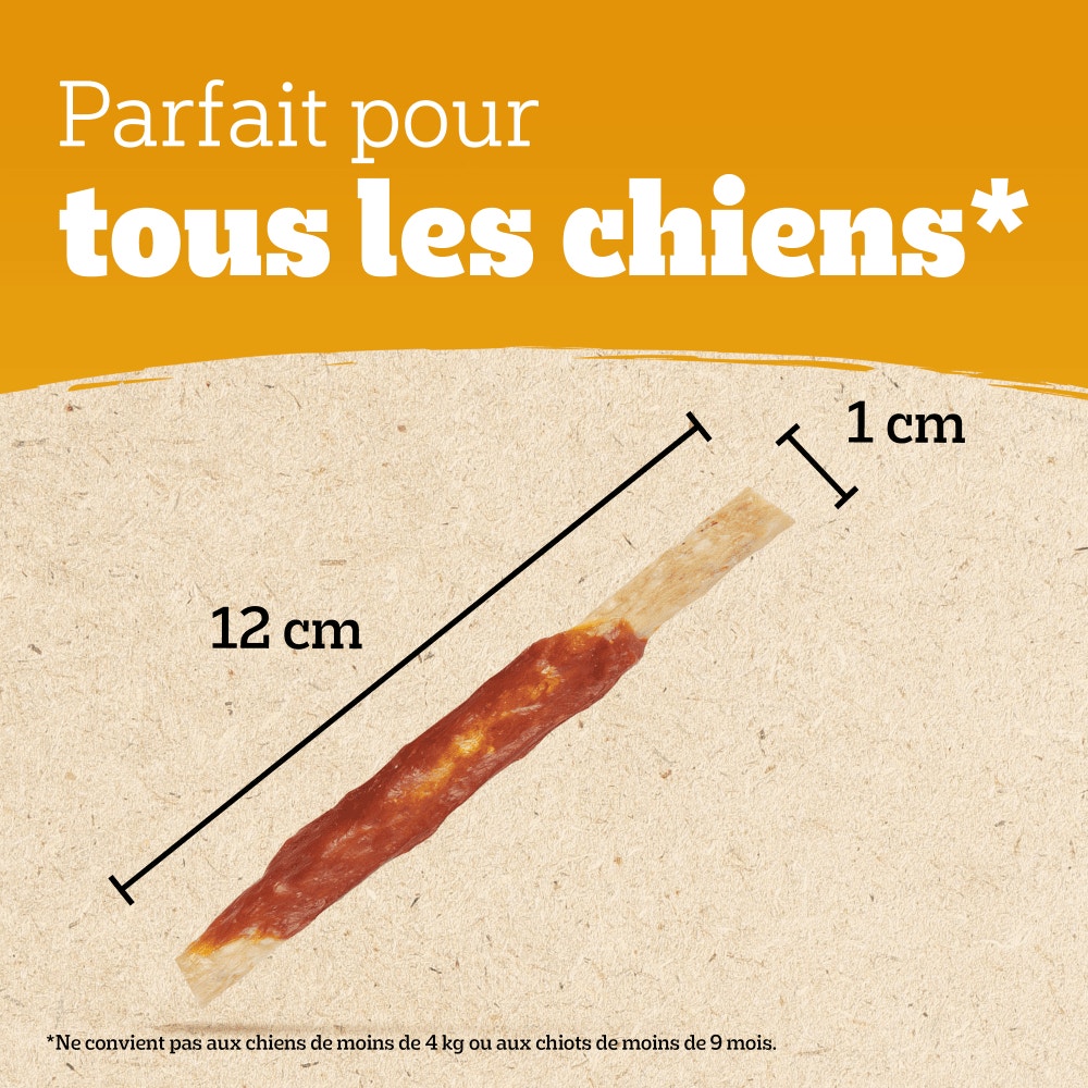 PEDIGREE® RANCHOS™ Wrap Bâtonnets Au Poulet, Au Canard et À la Dinde Récompenses Pour Chien Adulte 8x60g