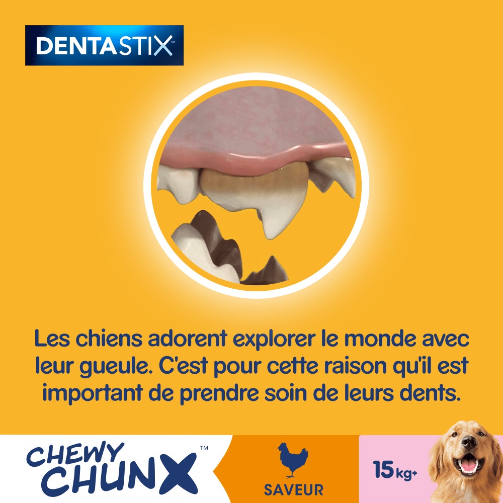 Pedigree® DENTASTIX™ Chewy Chunx Saveur Poulet Pour Chiens De 15kg Et Plus, 68g