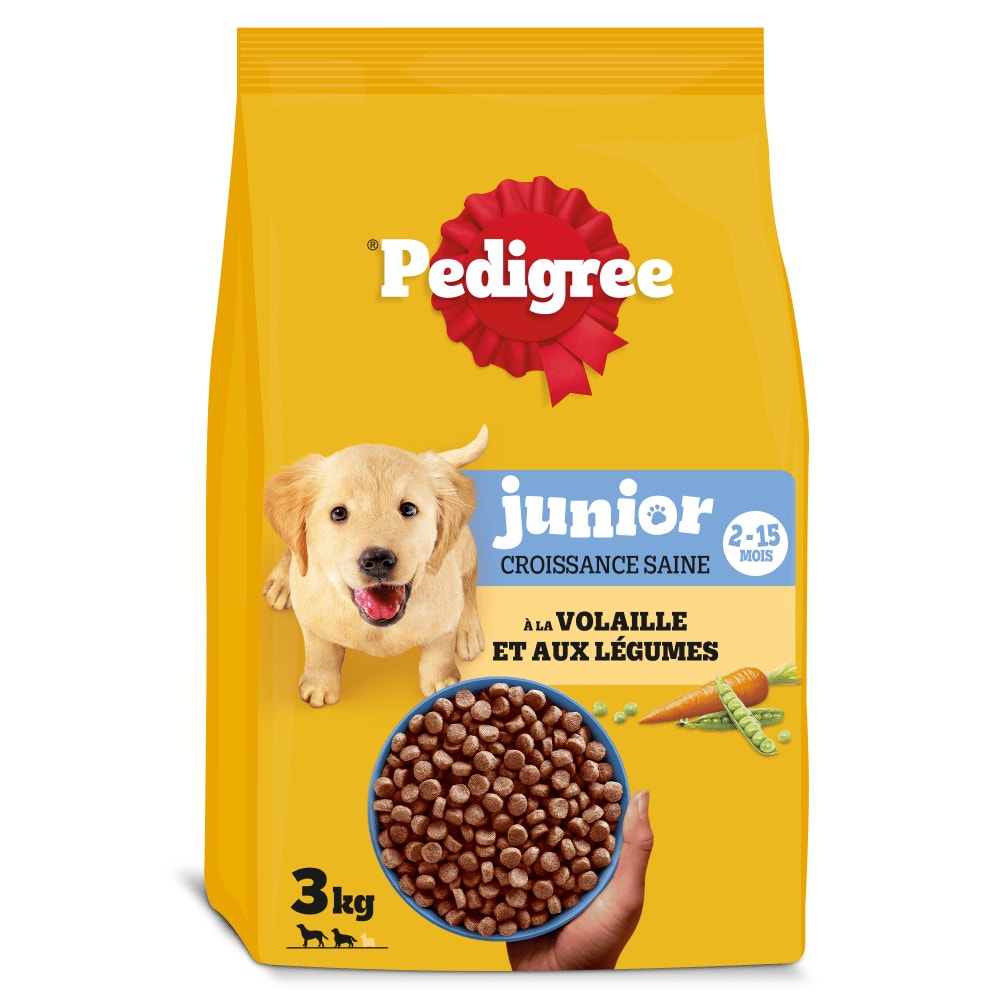 Pedigree® Croquettes À la Volaille et Aux Légumes Pour Chien Junior 3kg, 7kg