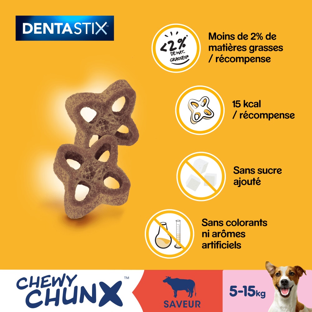Pedigree® DENTASTIX™ Chewy Chunx Saveur Boeuf Pour Chiens De 5 À 15kg, 68g