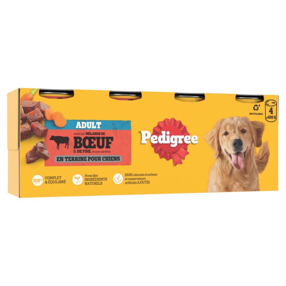 Boîtes En Terrine Au Boeuf Et Aux Carottes Pour Chien Adulte